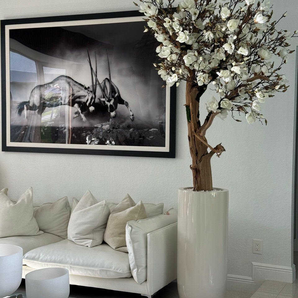 Premium Artificial Magnolia Tree – Ivory Gloss Tall Vase Edition