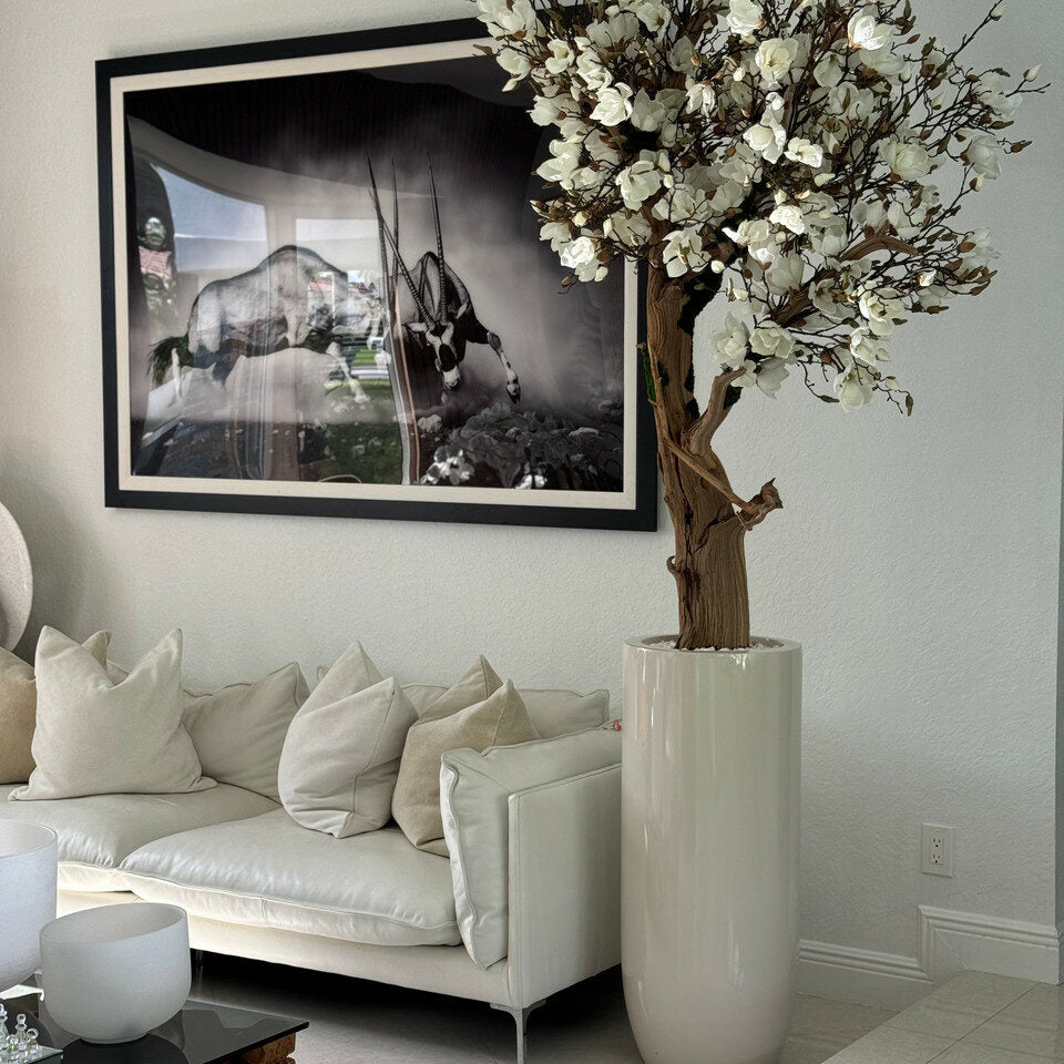 Luxury Artificial Magnolia Tree – Tall Gloss Ivory Vase Edition