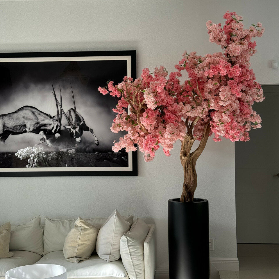 Premium Artificial Cherry Blossom Tree – Black Tall Vase Collection